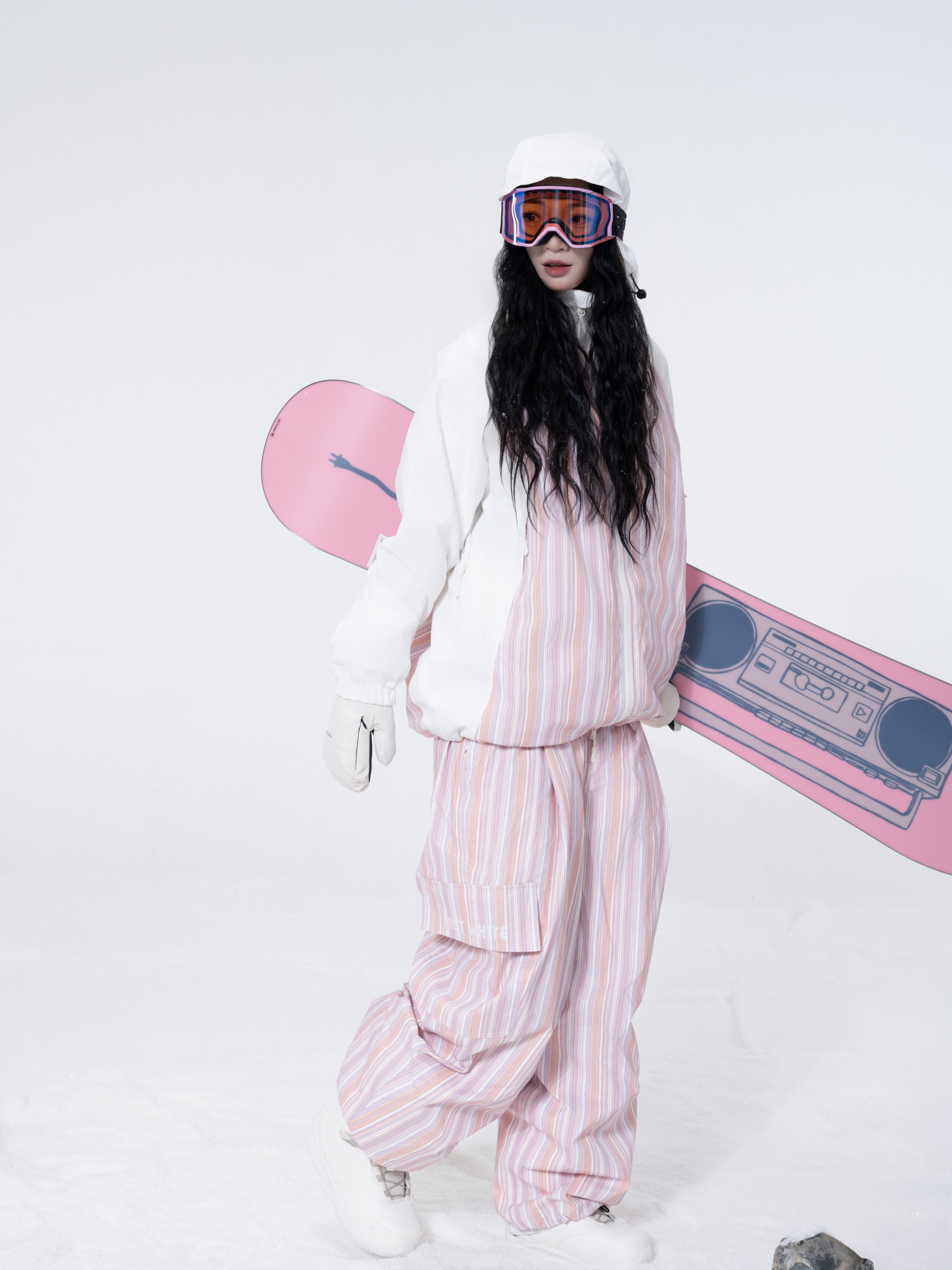 25-26限定 スノーボードウェア 撥水 ピンク 上下セット ジャケット パンツ レディース スキーウェア SN009