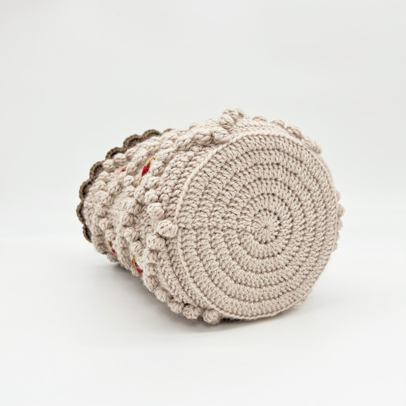 Tyrolean basket (PK beige×RD)チロリアンバスケット 5枚目の画像