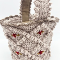 Tyrolean basket (PK beige×RD)チロリアンバスケット 2枚目の画像