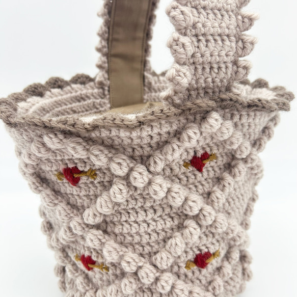 Tyrolean basket (PK beige×RD)チロリアンバスケット 2枚目の画像