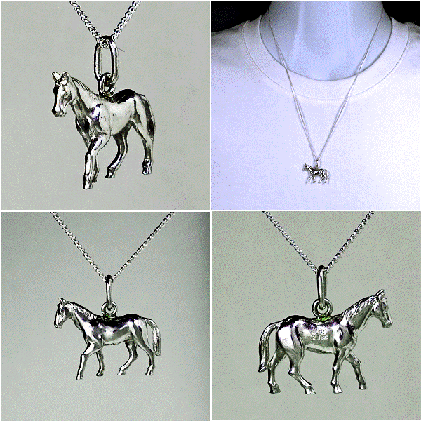 ■肢で立ちます/馬のシルバ-ペンダント（６６-１PNS50 950シルバー　）