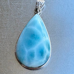 ラリマー しずく型ペンダントトップSV925✨️高品質天然石【石言葉