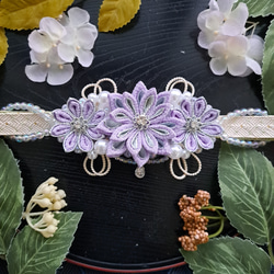 つまみ細工帯留め 帯飾り 七五三 成人式 赤 黒 金 花魁 振り袖 着物