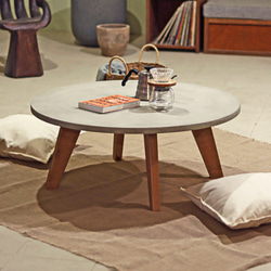 ◇送料無料◇ 円形｜ラウンドテーブル｜ライトグレー｜薄塗りモルタル