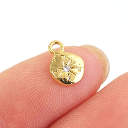 ejp944 [2 件裝] 星形圖案扭曲圓形硬幣吊墜，鑲嵌立方氧化鋯，不含鎳 第3張的照片