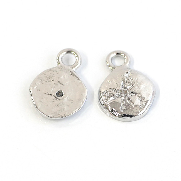 ejp944 [2 件裝] 星形圖案扭曲圓形硬幣吊墜，鑲嵌立方氧化鋯，不含鎳 第7張的照片