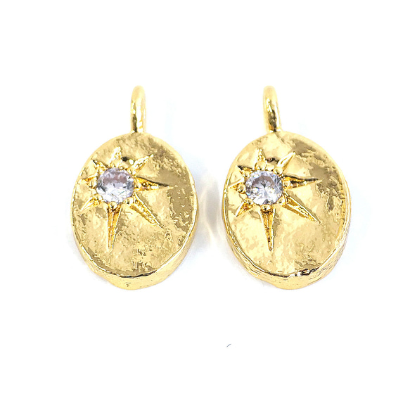 ejp945【2個入り】北極星モチーフ オーバル形 コインチャーム ニッケルフリー 2枚目の画像