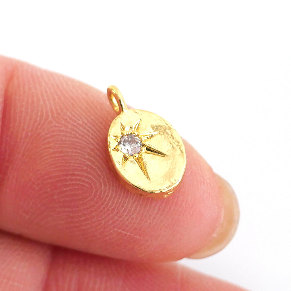 ejp945【2個入り】北極星モチーフ オーバル形 コインチャーム ニッケルフリー 3枚目の画像