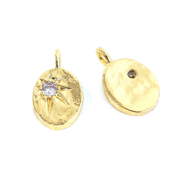 ejp945【2個入り】北極星モチーフ オーバル形 コインチャーム ニッケルフリー 4枚目の画像