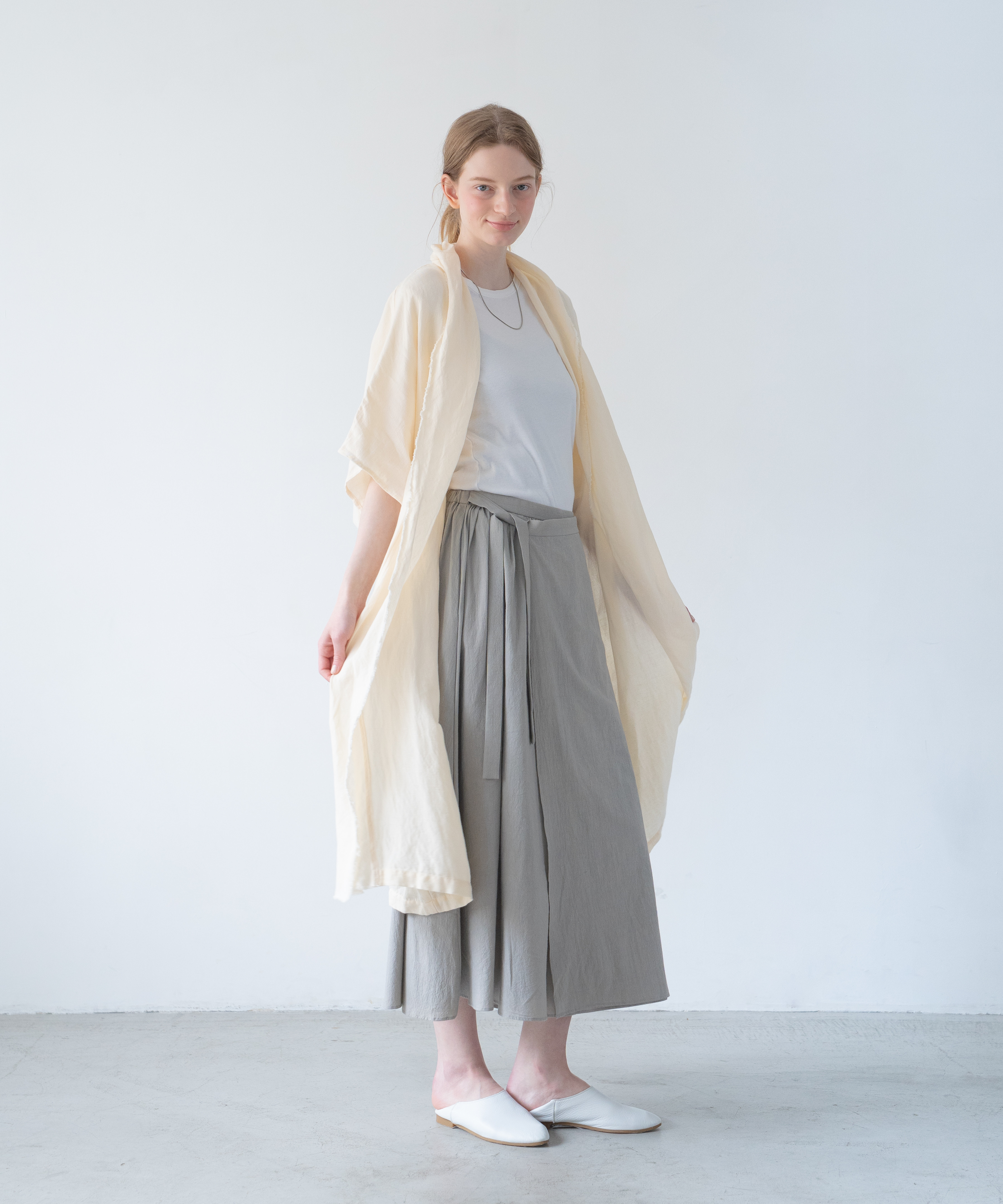 【洗える/柔らか素材/草木染め】羽織り　オフシロ