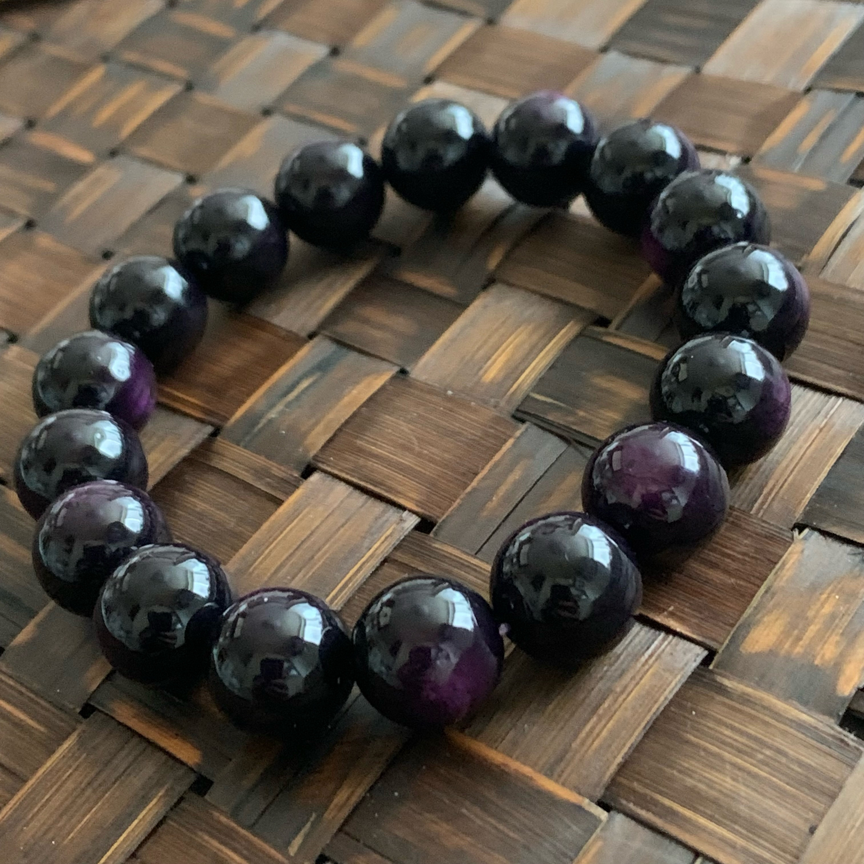 希少石☆パープライトのブレスレット☆全粒パープルシラーあり☆12.0-12.3mm