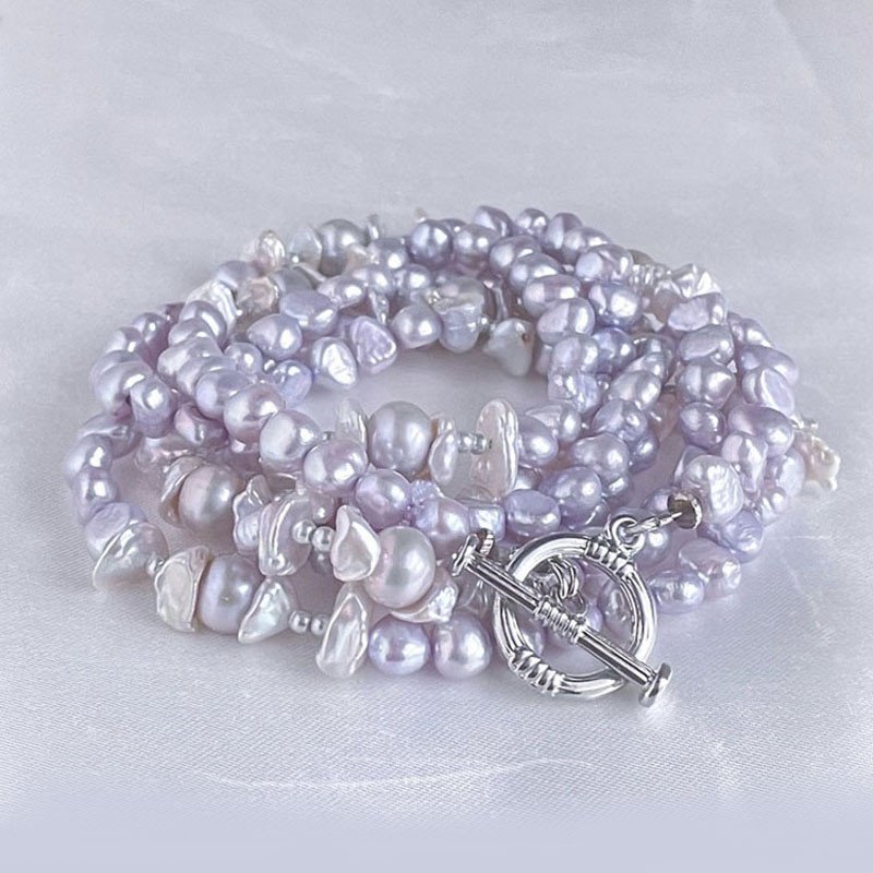 淡
4177
水パール ブレスレット バロック ブレスレット グレー 大粒 大ぶり 大人 グレー 天然 淡水パール ビーズ ブレス