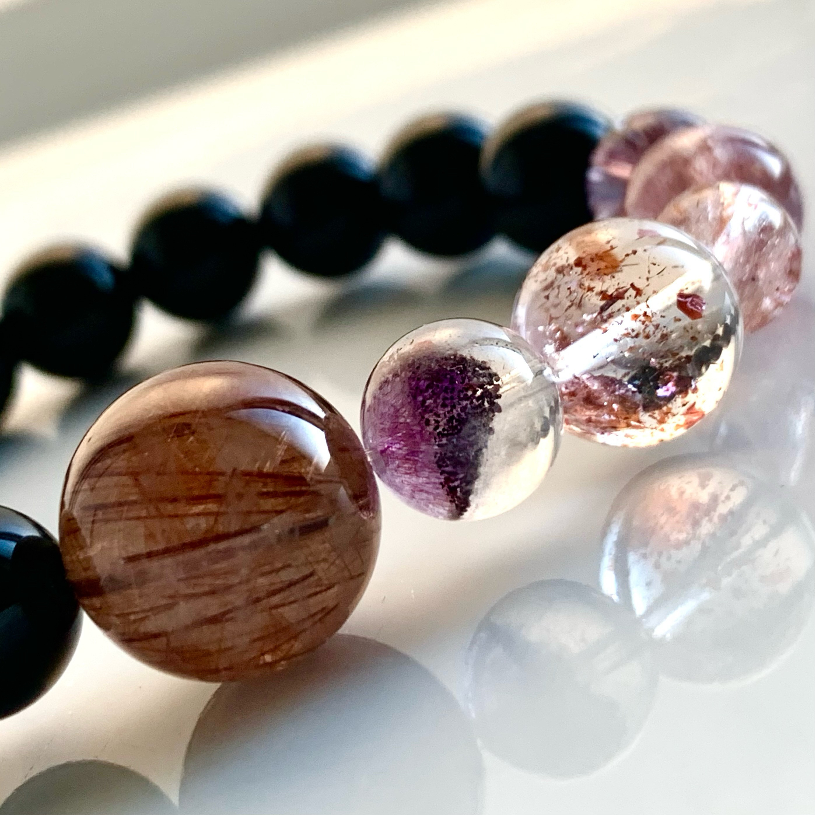 ブロンズルチルクォーツ・スーパーセブン・スーパーセブンファントム・モリオンのブレスレット-B