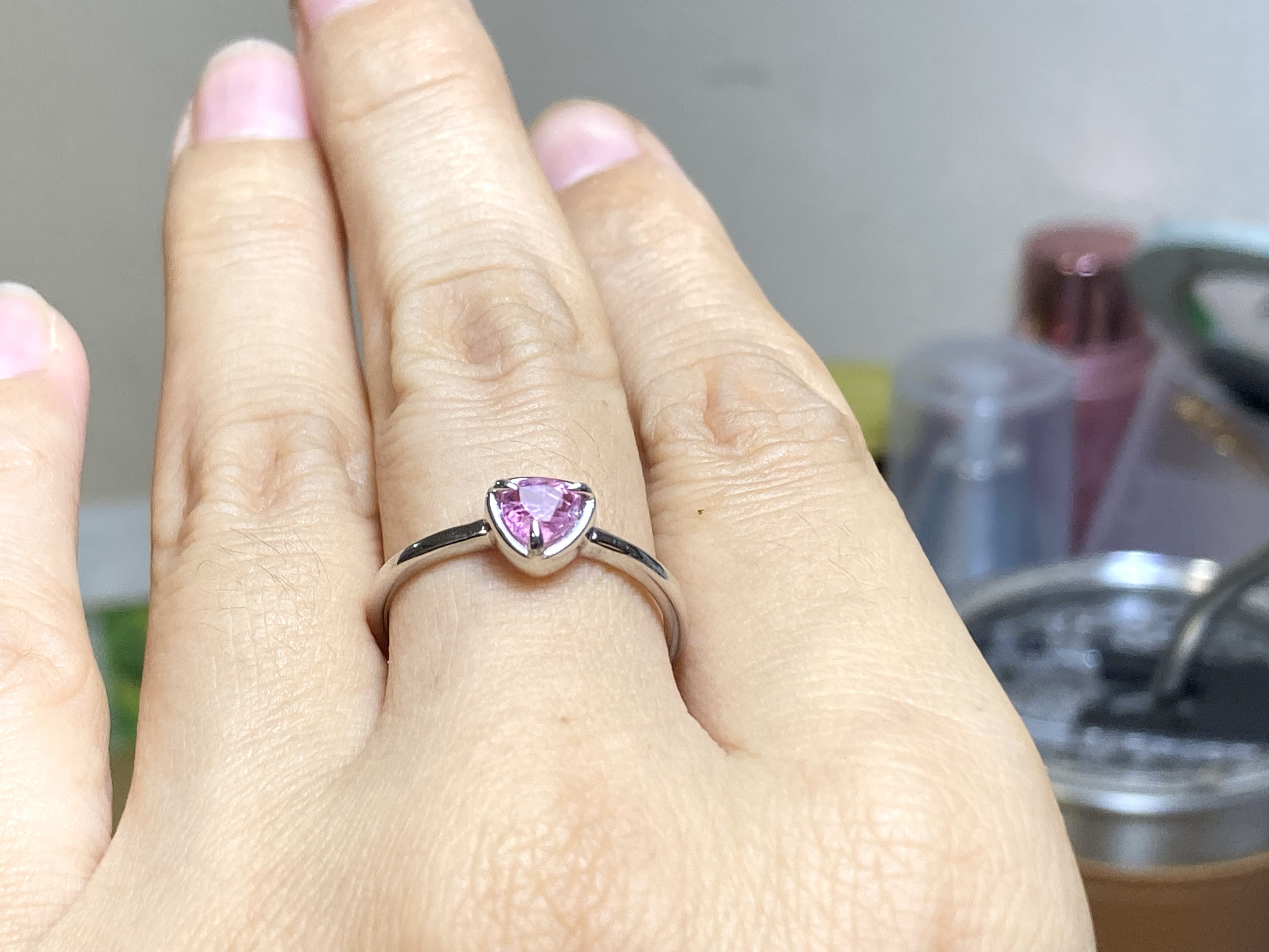 RG10-152 シルバー 非加熱 明るい桜ピンク色 スピネル リング ミャンマー産 フリーサイズ 指輪