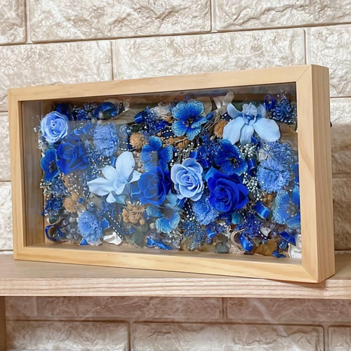 ✨特大✨ボリュームのある花束✨水色＆青バラプリザ＆アーティ