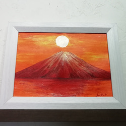 油絵 ミニ長方形 絵画 【赤富士】 絵画 HR 通販 13342226｜Creema