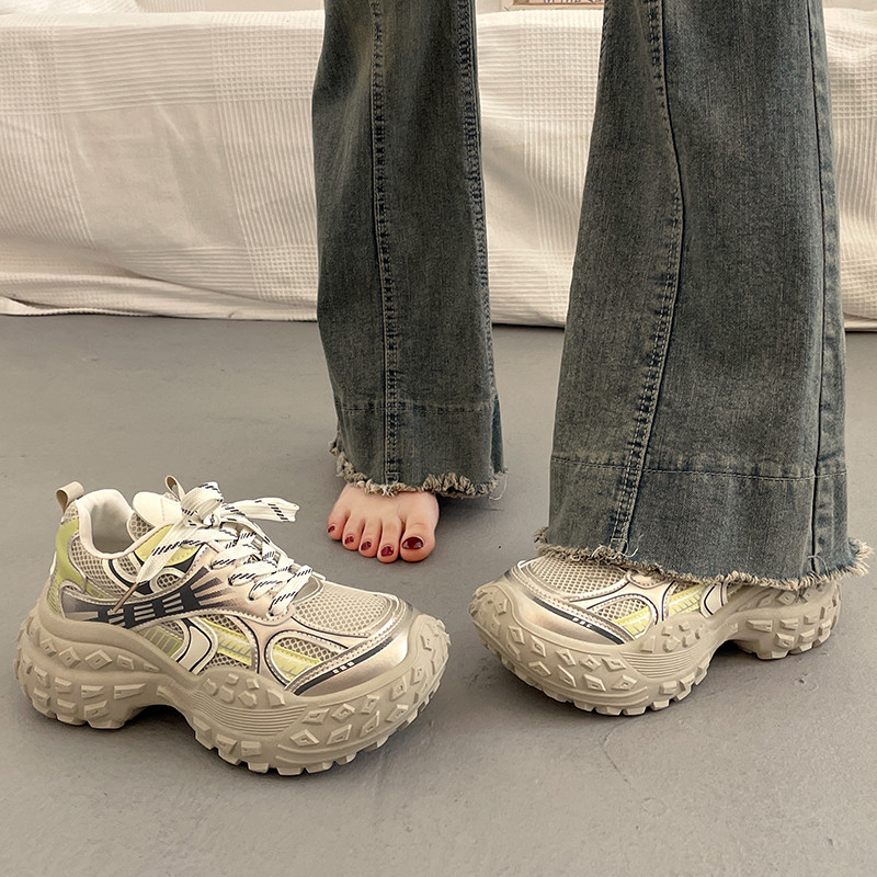 ヨーロッパ発売 マンダリン厚底ローカットシューズ 女性用 ボブスタイル ヒールアップ 2025年新作 春夏 コンフォート