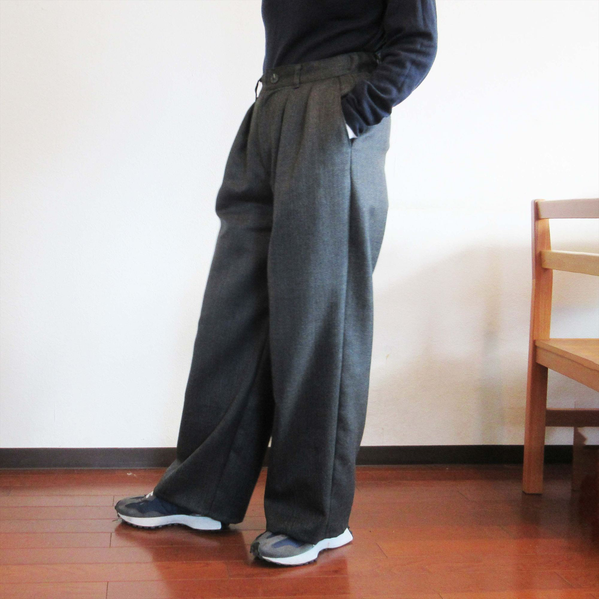 お値段以上【上質なウール100％大人パンツ】超高級紳士服ブランド生地使用・ヘリンボーン