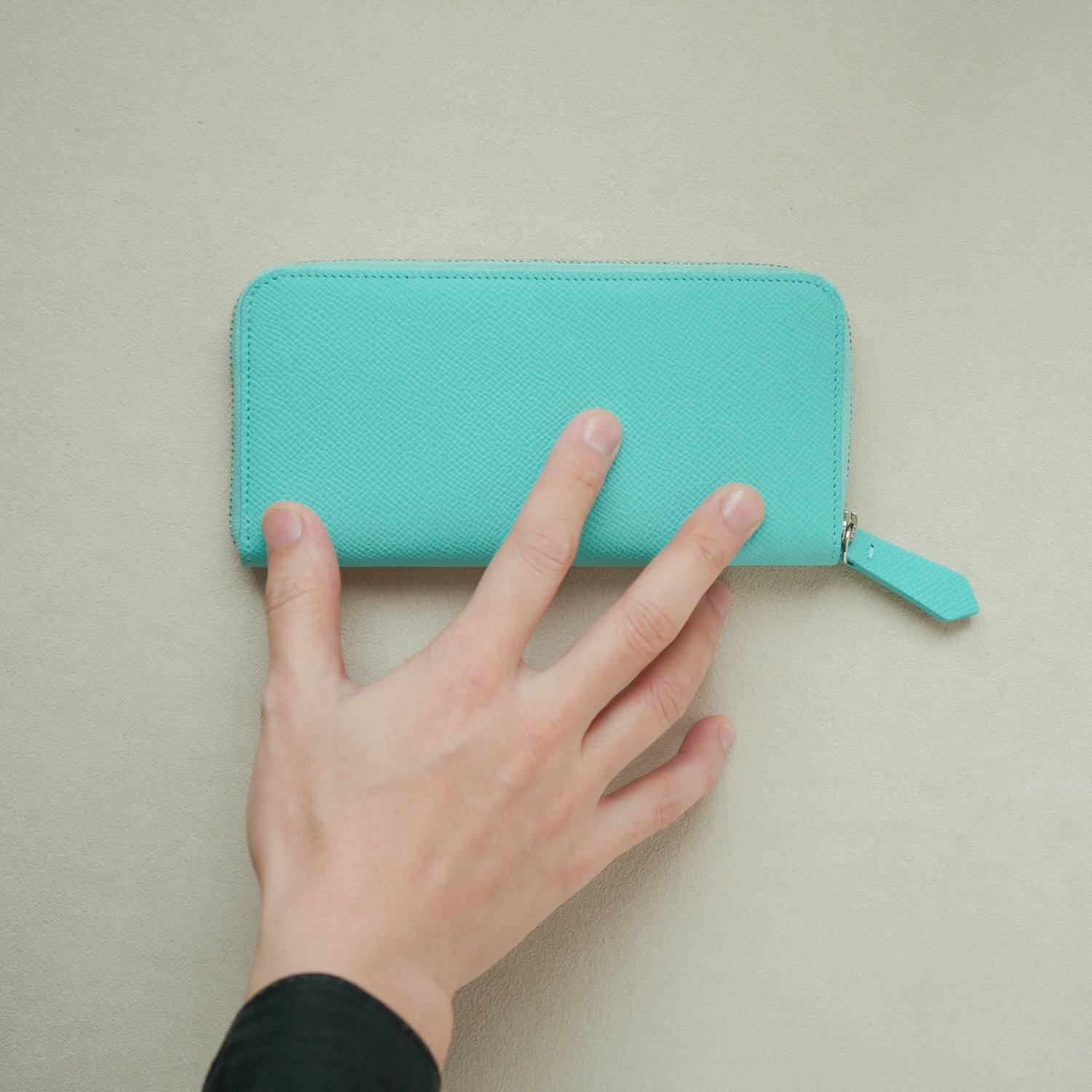 【Envie】ミニマル ロングジップウォレット / フェアリーブルー　-フレンチ エプソン-