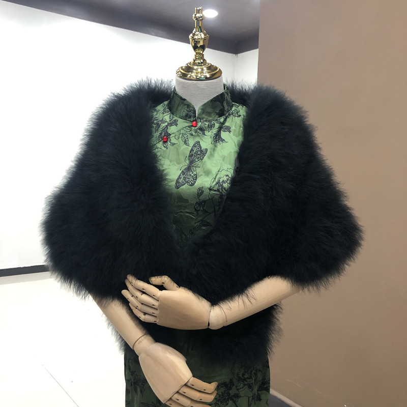 秋冬 ケープ フェイクファー 黒 青 もこもこ あったかい 高級感 肩飾り アクセサリー ウェディングドレス AK349