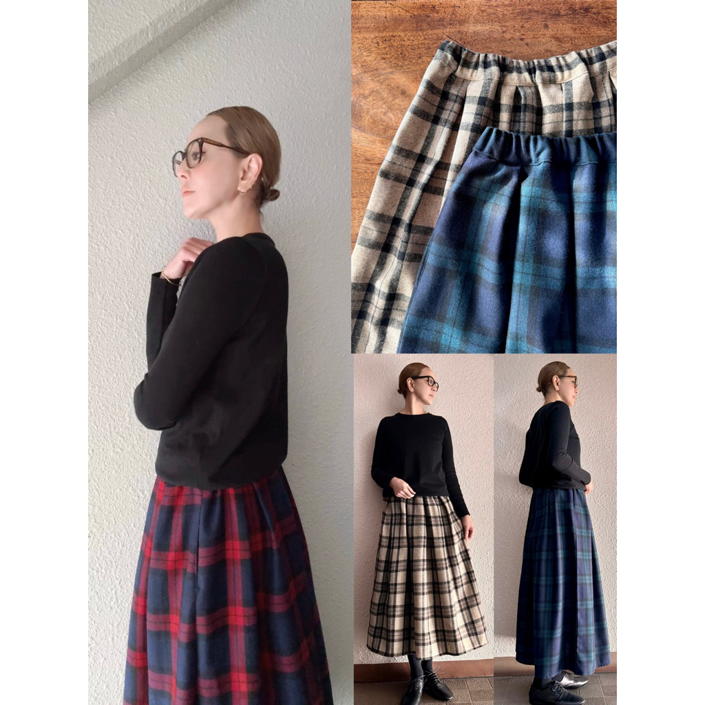 RATA❤️3色有❤️長さ選べる❤️スッキリ綺麗な腰回り❣️大人のフレアスカート❤️暖かウールのタータンチェック