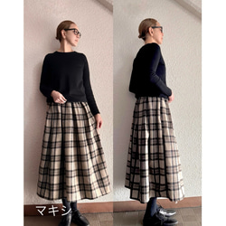 RATA❤️三種顏色可選❤️選擇您的裙長❤️修身顯瘦❣️成人A字裙❤️溫暖羊毛格紋 第9張的照片