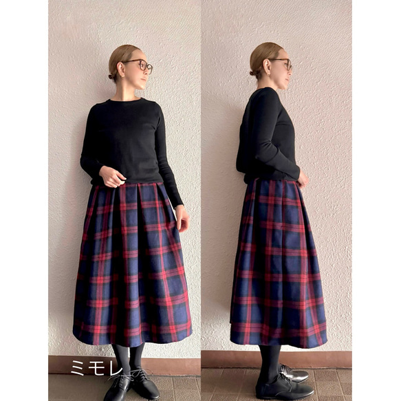 RATA❤️三種顏色可選❤️選擇您的裙長❤️修身顯瘦❣️成人A字裙❤️溫暖羊毛格紋 第6張的照片