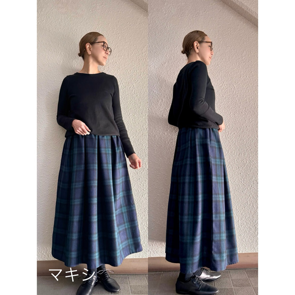 RATA❤️三種顏色可選❤️選擇您的裙長❤️修身顯瘦❣️成人A字裙❤️溫暖羊毛格紋 第11張的照片