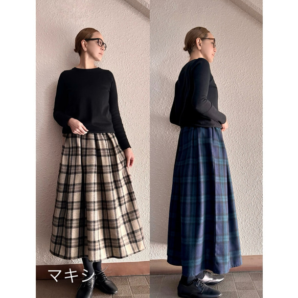 RATA❤️三種顏色可選❤️選擇您的裙長❤️修身顯瘦❣️成人A字裙❤️溫暖羊毛格紋 第12張的照片