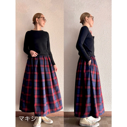 RATA❤️三種顏色可選❤️選擇您的裙長❤️修身顯瘦❣️成人A字裙❤️溫暖羊毛格紋 第7張的照片