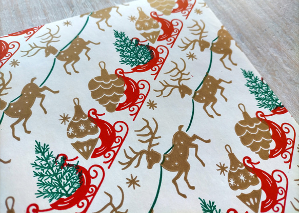 U.S.A. ヴィンテージ包装紙【そりをひくトナカイ】DA-WP101 1枚目の画像