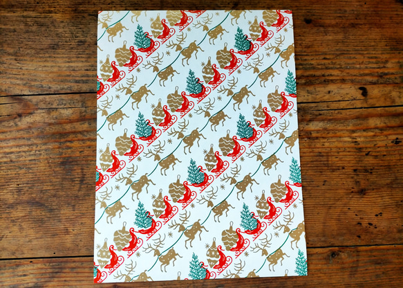 U.S.A. ヴィンテージ包装紙【そりをひくトナカイ】DA-WP101 5枚目の画像
