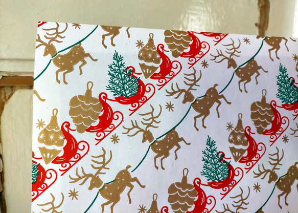 U.S.A. ヴィンテージ包装紙【そりをひくトナカイ】DA-WP101 4枚目の画像