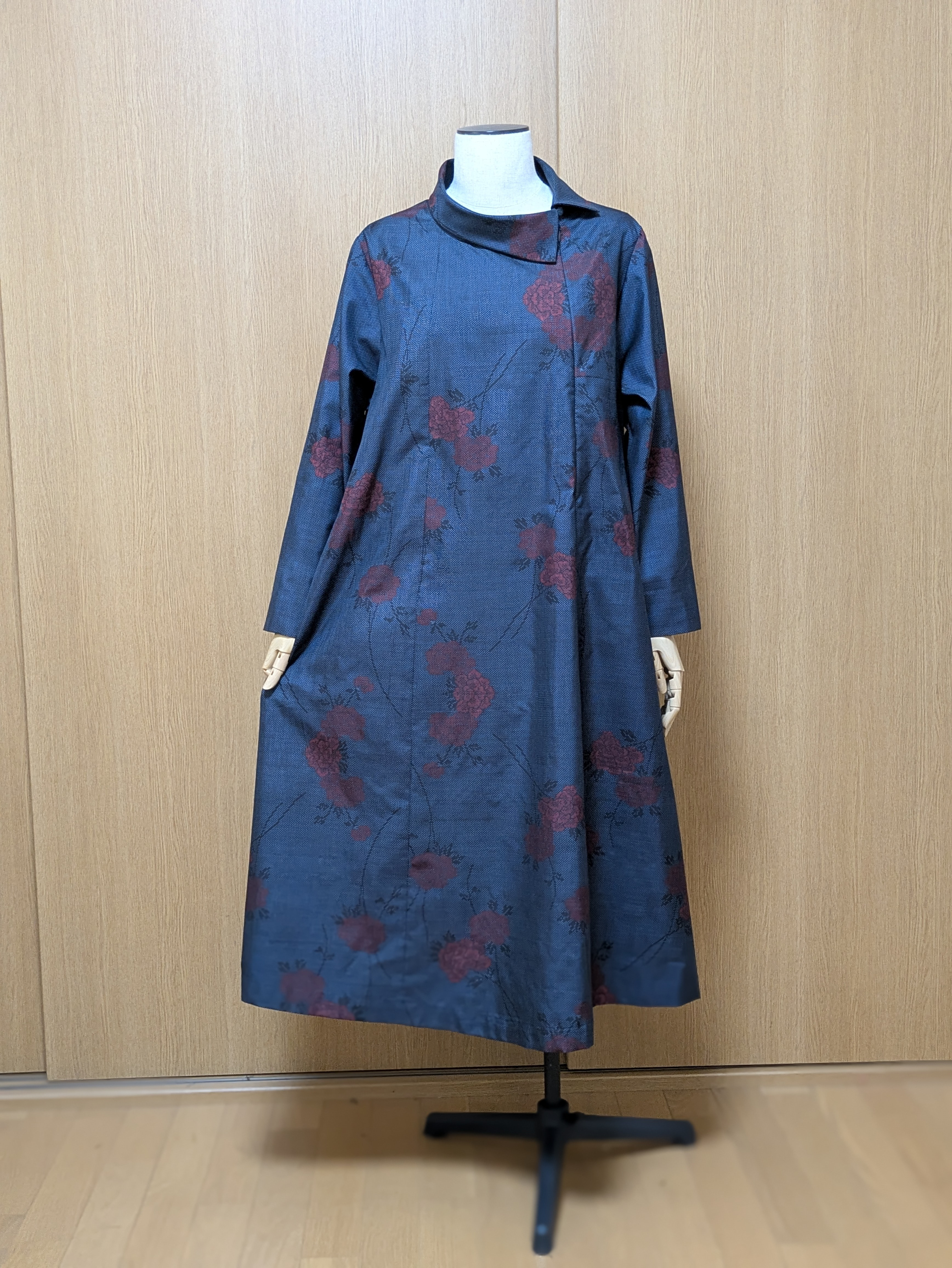 SOLD　着物リメイク　ワンピース　大島紬　L〜LL