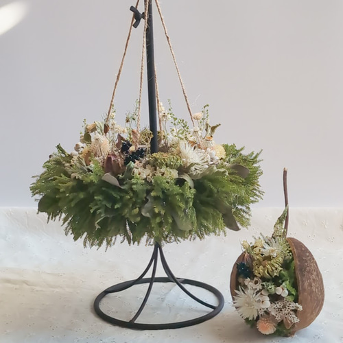 送料無料】新生活応援セット ドライフラワーリース3点セット（置き型