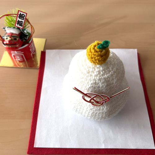 お正月飾り」鏡餅&しめ縄リース 編みぐるみ かぎ針編み 受注製作