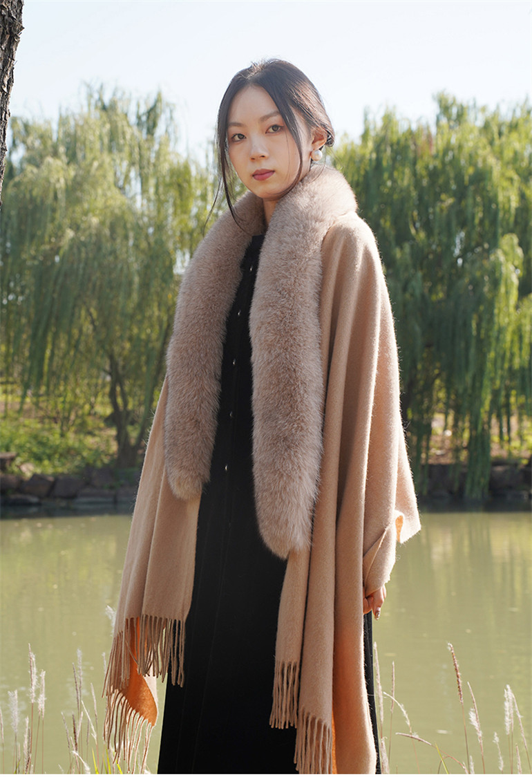 秋冬 ケープ ストール​​ 純ウール グレー もこもこ あったかい 肩飾り アクセサリー ウェディングドレス AK353