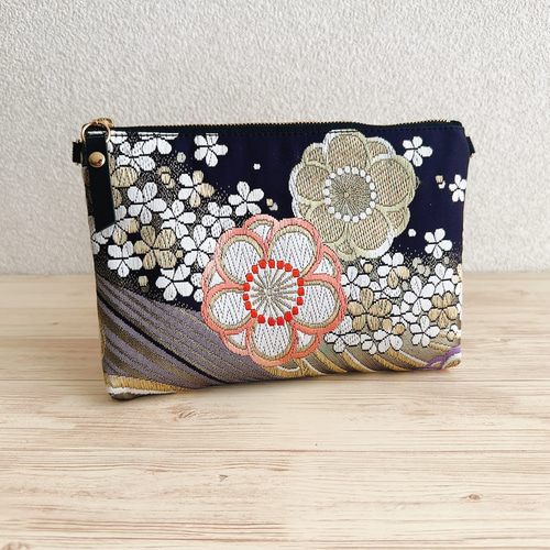 絹の帯からサコッシュ 舞花文柄 帯リメイク388 サコッシュ Ho-Seki