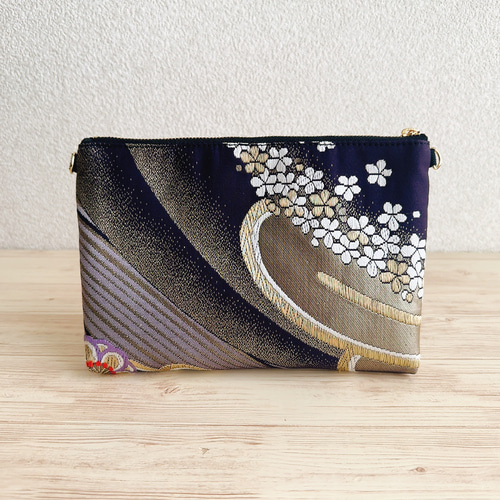 絹の帯からサコッシュ 舞花文柄 帯リメイク388 サコッシュ Ho-Seki