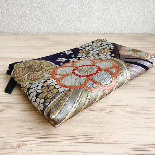 絹の帯からサコッシュ 舞花文柄 帯リメイク388 サコッシュ Ho-Seki