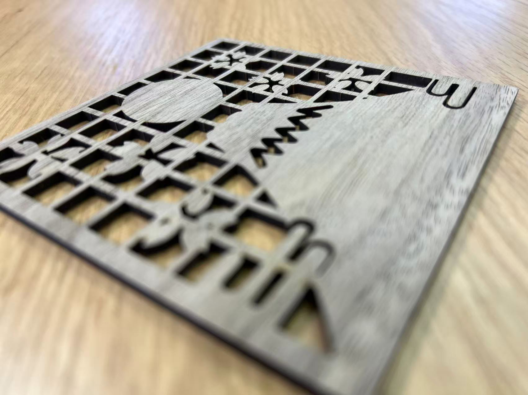 木製レーザー組子コースター｜富士桜｜ウォールナット　10枚セット