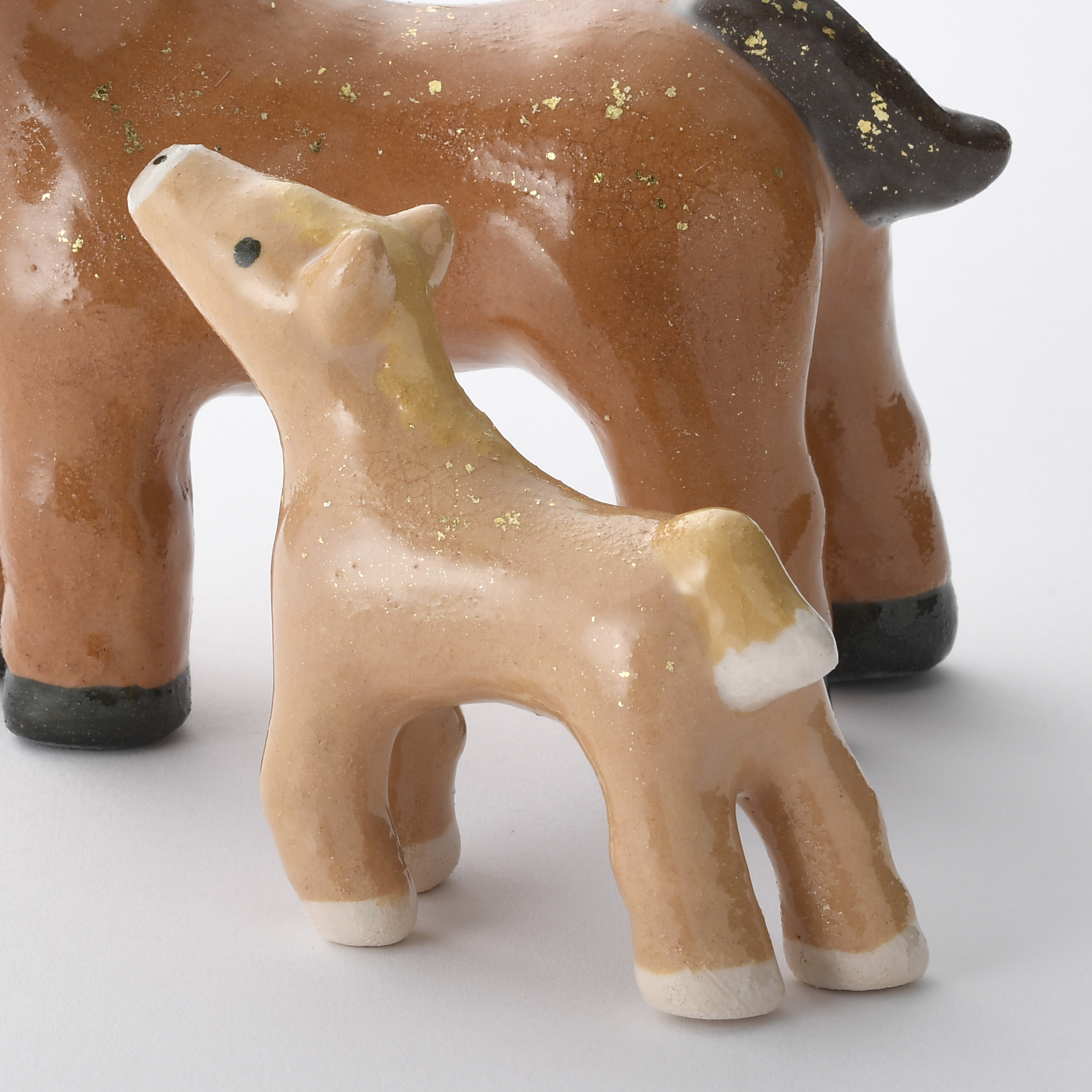 2026年干支　楽焼〚親子馬セット（茶）〛置物（※「子」のみの単品販売）楽入窯製　手描き　馬 午　正月　縁起物