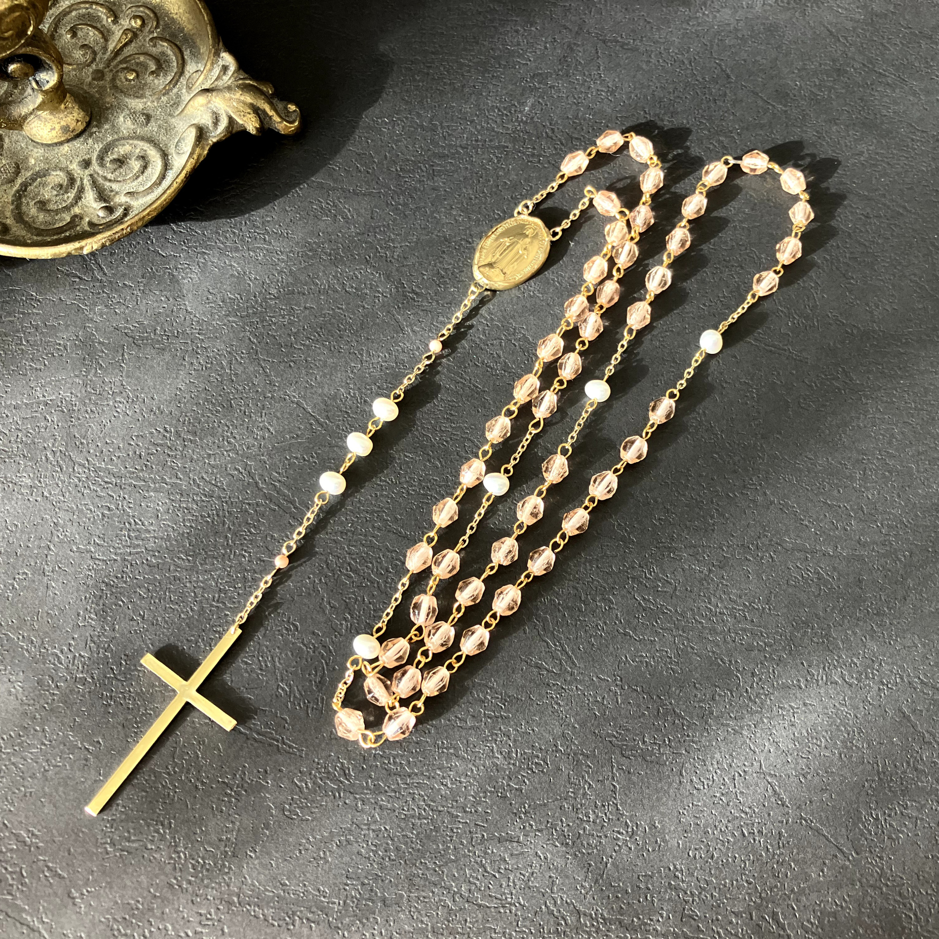 [フランス奇跡のメダイ] ロザリオnecklace - vintageビーズ* 1点限り