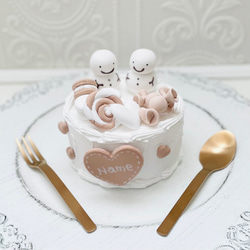 二段ローズクレイケーキ✳︎ワインレッド＊色変更可＊フェイクケーキ