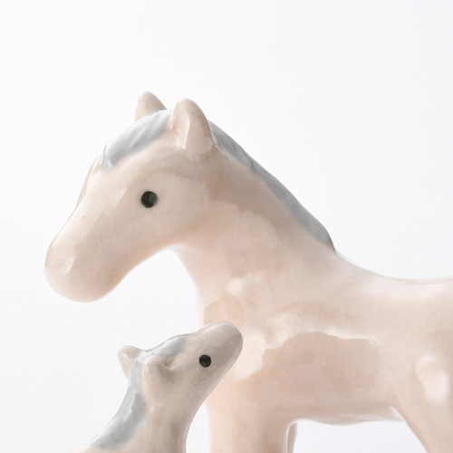 2026年干支 楽焼〚親子馬セット（白）〛置物（2体1組）楽入窯製 手描き