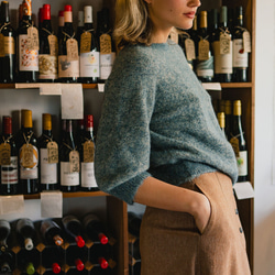 羊駝七分袖日常毛衣 - 霧藍 第4張的照片