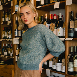 羊駝七分袖日常毛衣 - 霧藍 第1張的照片