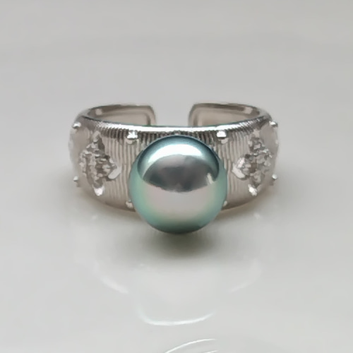 照り照り】南洋黒蝶真珠 タヒチパール リング S925 指輪・リング lapin