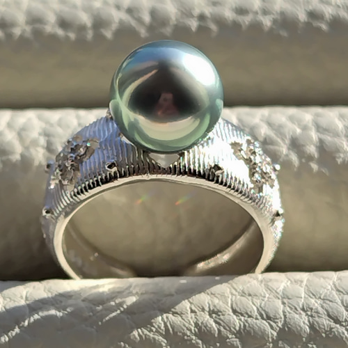 照り照り】南洋黒蝶真珠 タヒチパール リング S925 指輪・リング lapin