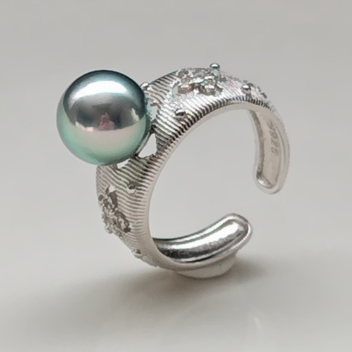 照り照り】南洋黒蝶真珠 タヒチパール リング S925 指輪・リング lapin